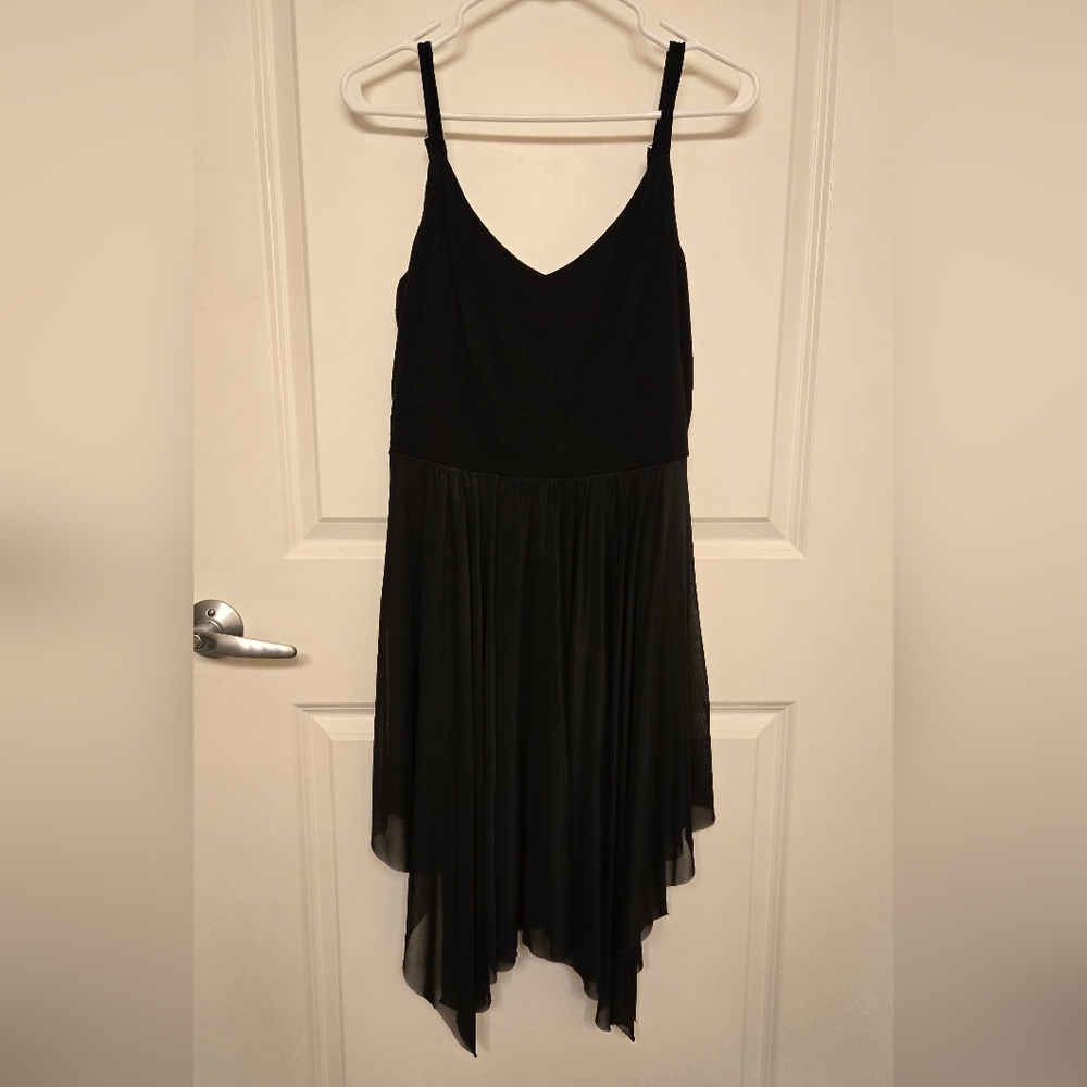 Whimsy Hankerchief Bottom Black Dress